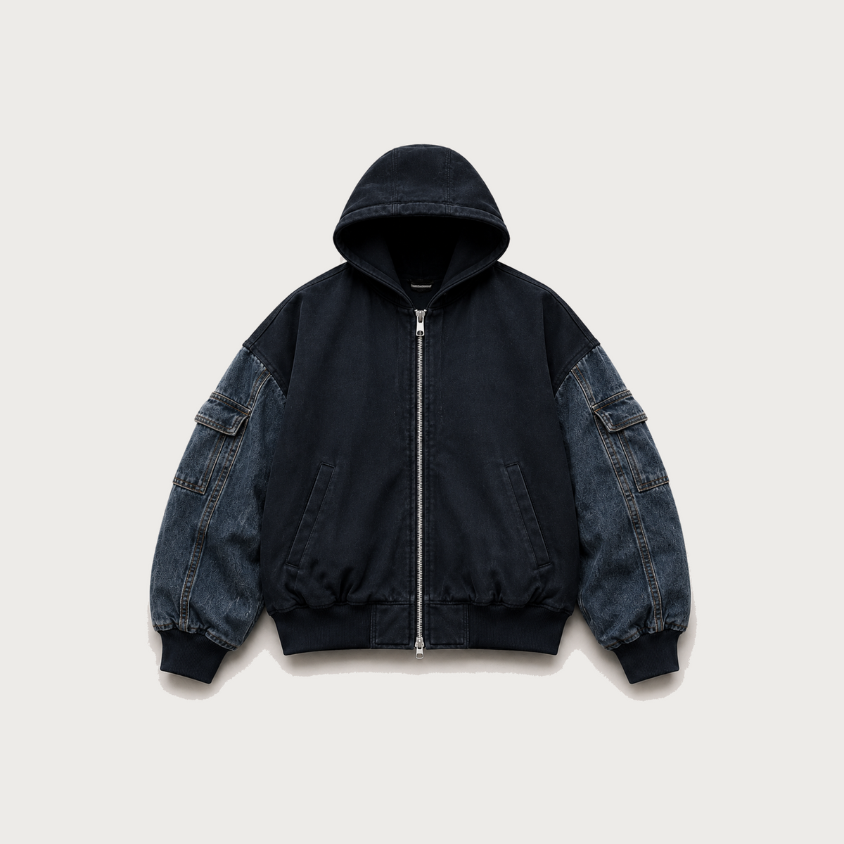 JEAN BOMBER washed navy