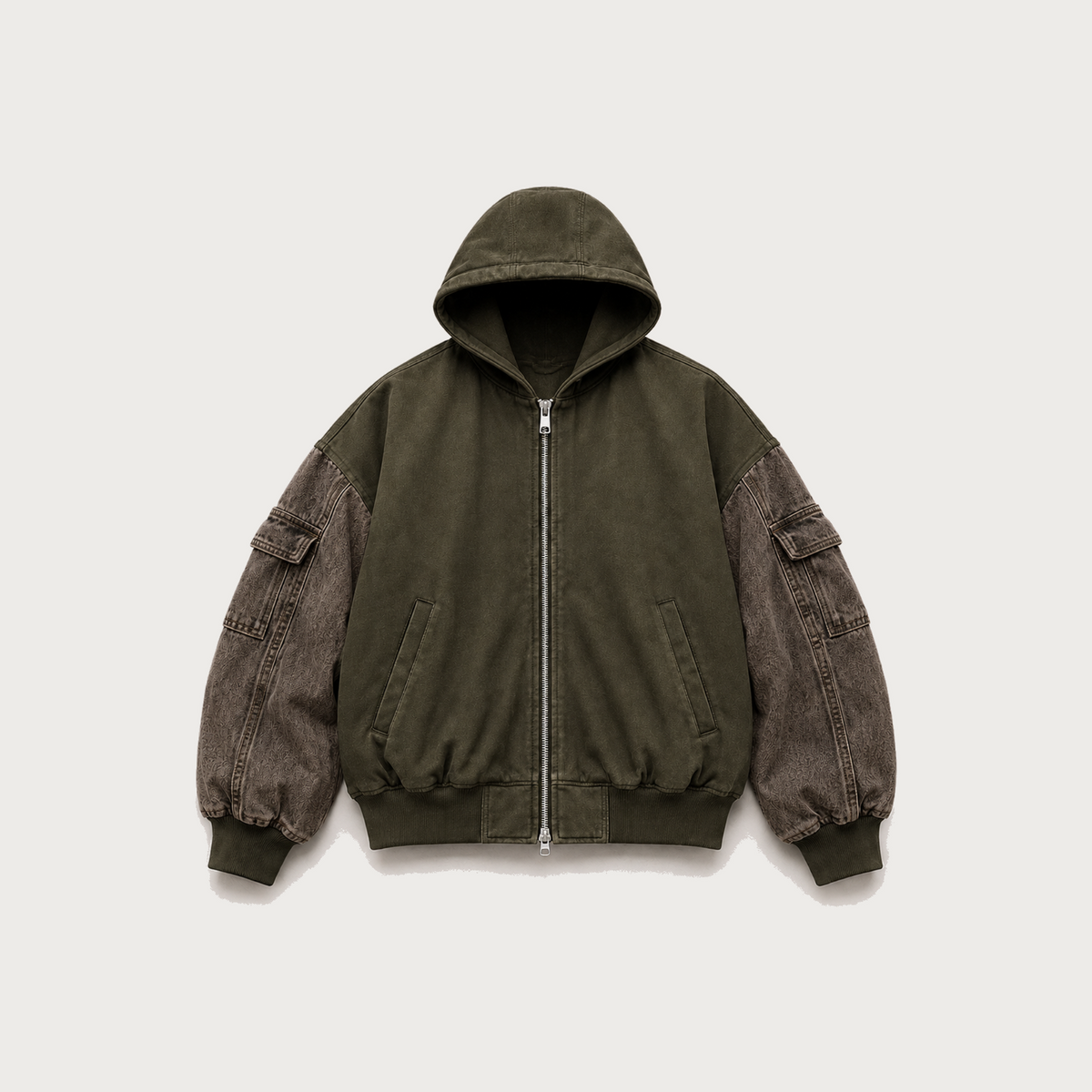 JEAN BOMBER washed olive